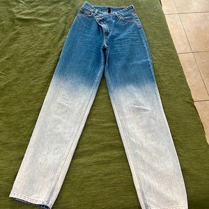 H&M ombré jeans with cross style top button